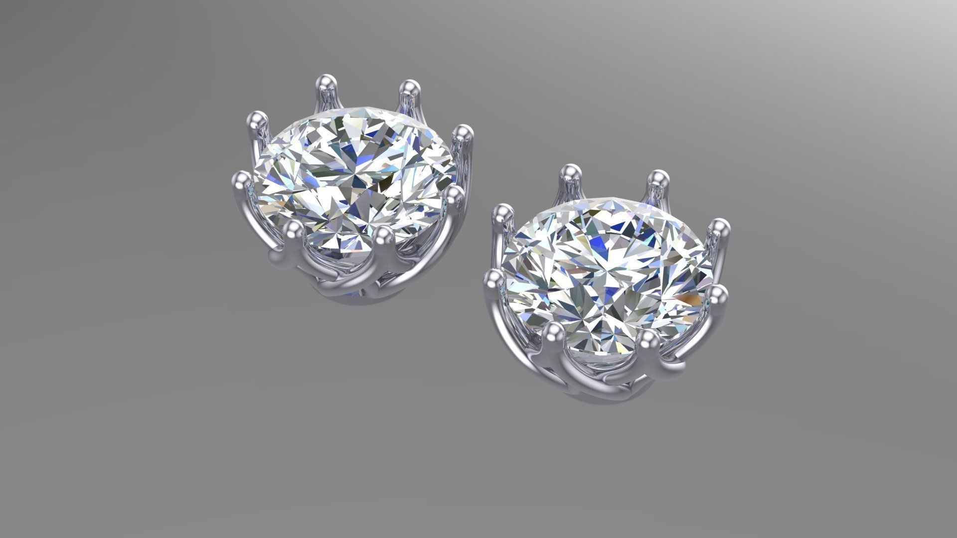 8 pair Round Stud Earrings 3D print model 3D print model_2