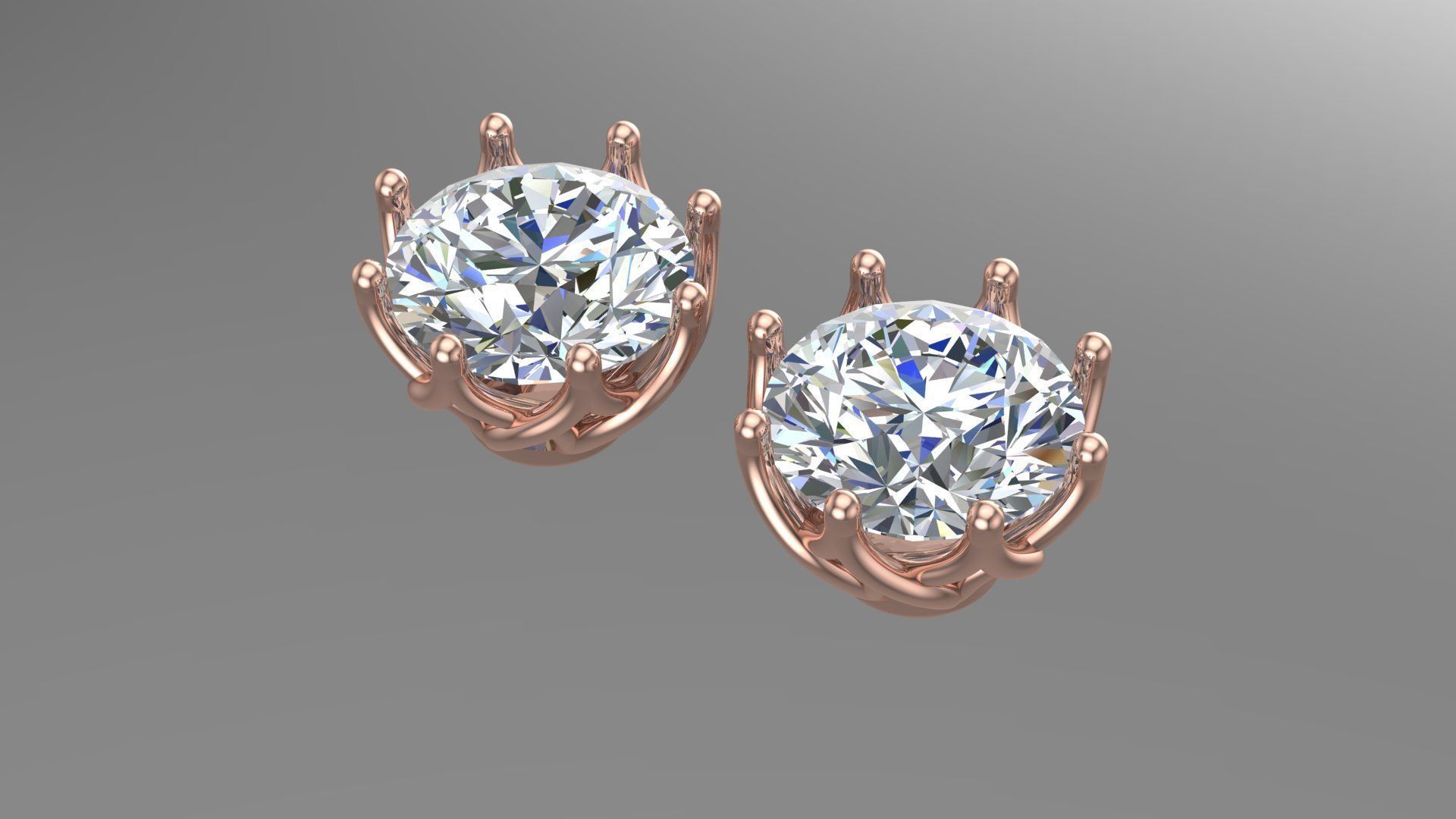 8 pair Round Stud Earrings 3D print model 3D print model_1