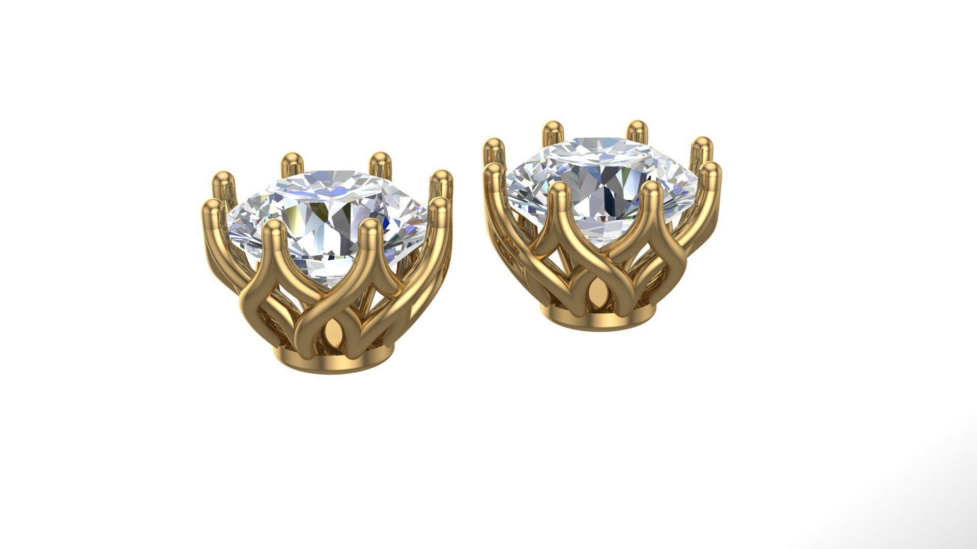 8 pair Round Stud Earrings 3D print model 3D print model_7