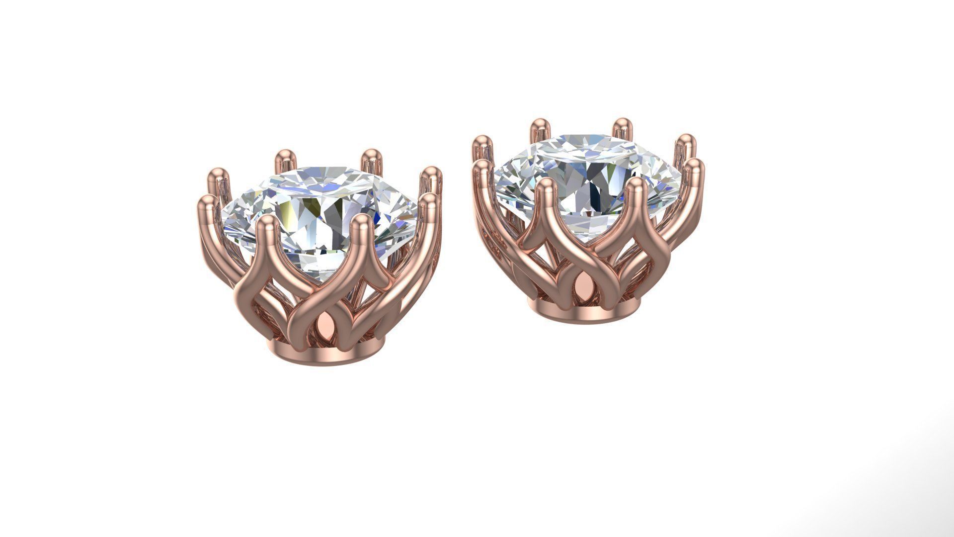 8 pair Round Stud Earrings 3D print model 3D print model_6