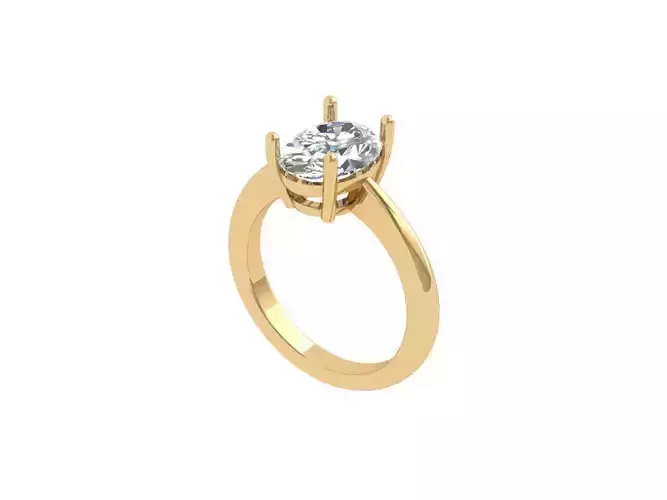 Oval Solitaire Ring 3D print model