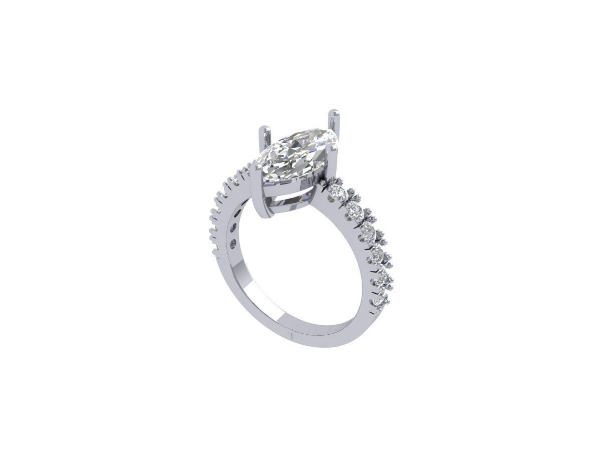 Marquise Solitaire Ring 3D print model_5