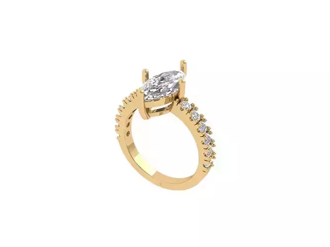 Marquise Solitaire Ring 3D print model