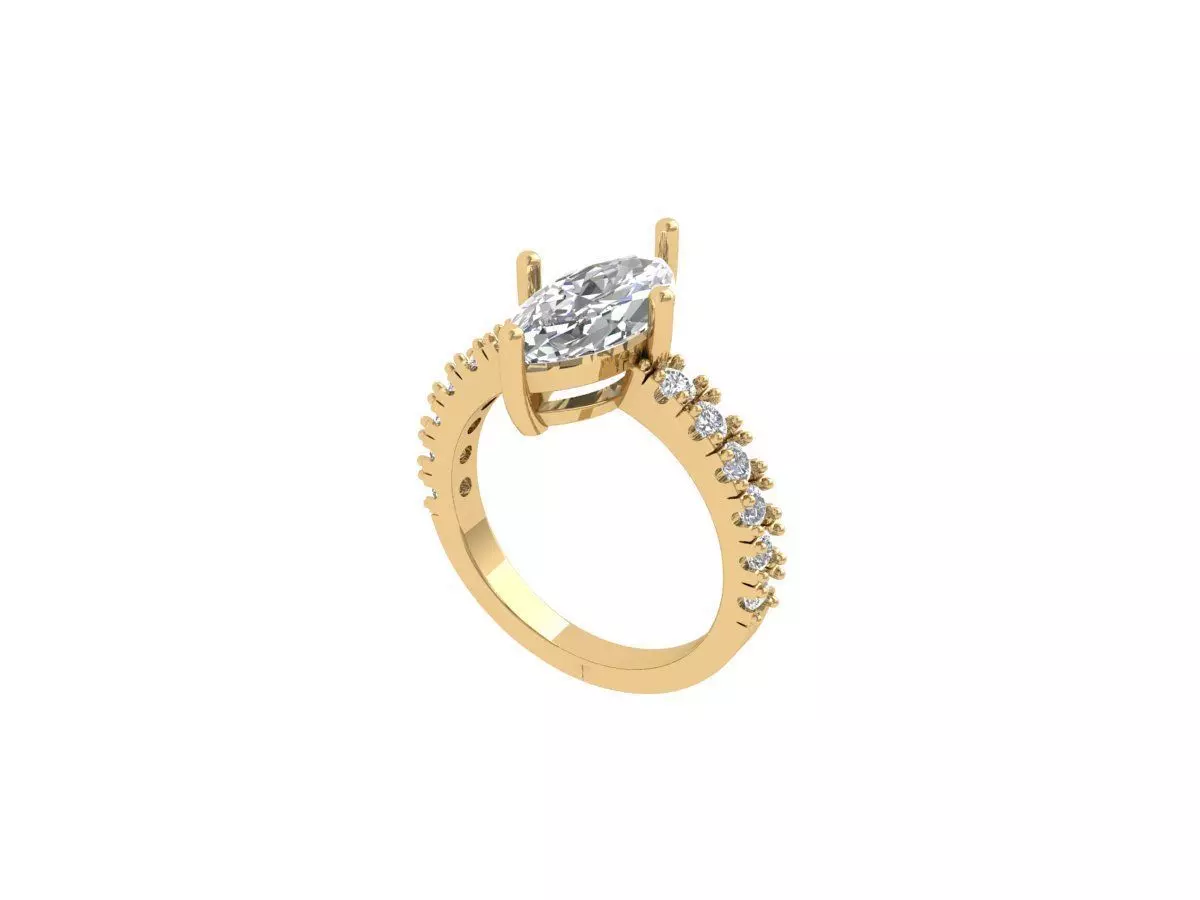 Marquise Solitaire Ring 3D print model_0
