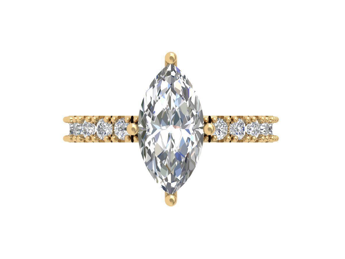 Marquise Solitaire Ring 3D print model_1