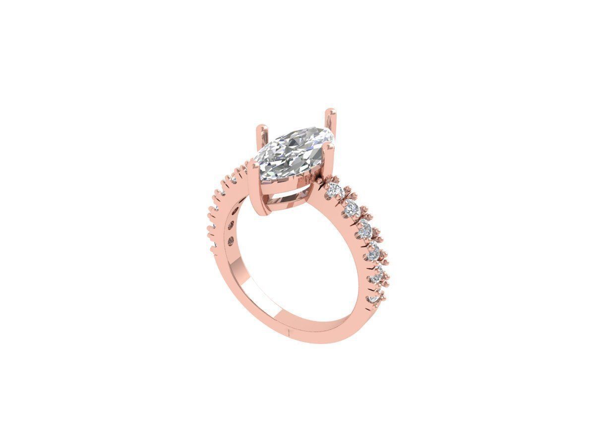 Marquise Solitaire Ring 3D print model_4