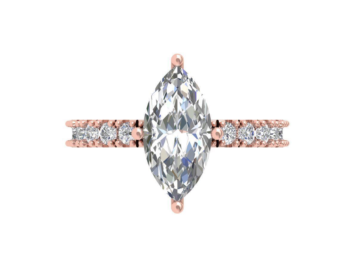 Marquise Solitaire Ring 3D print model_3