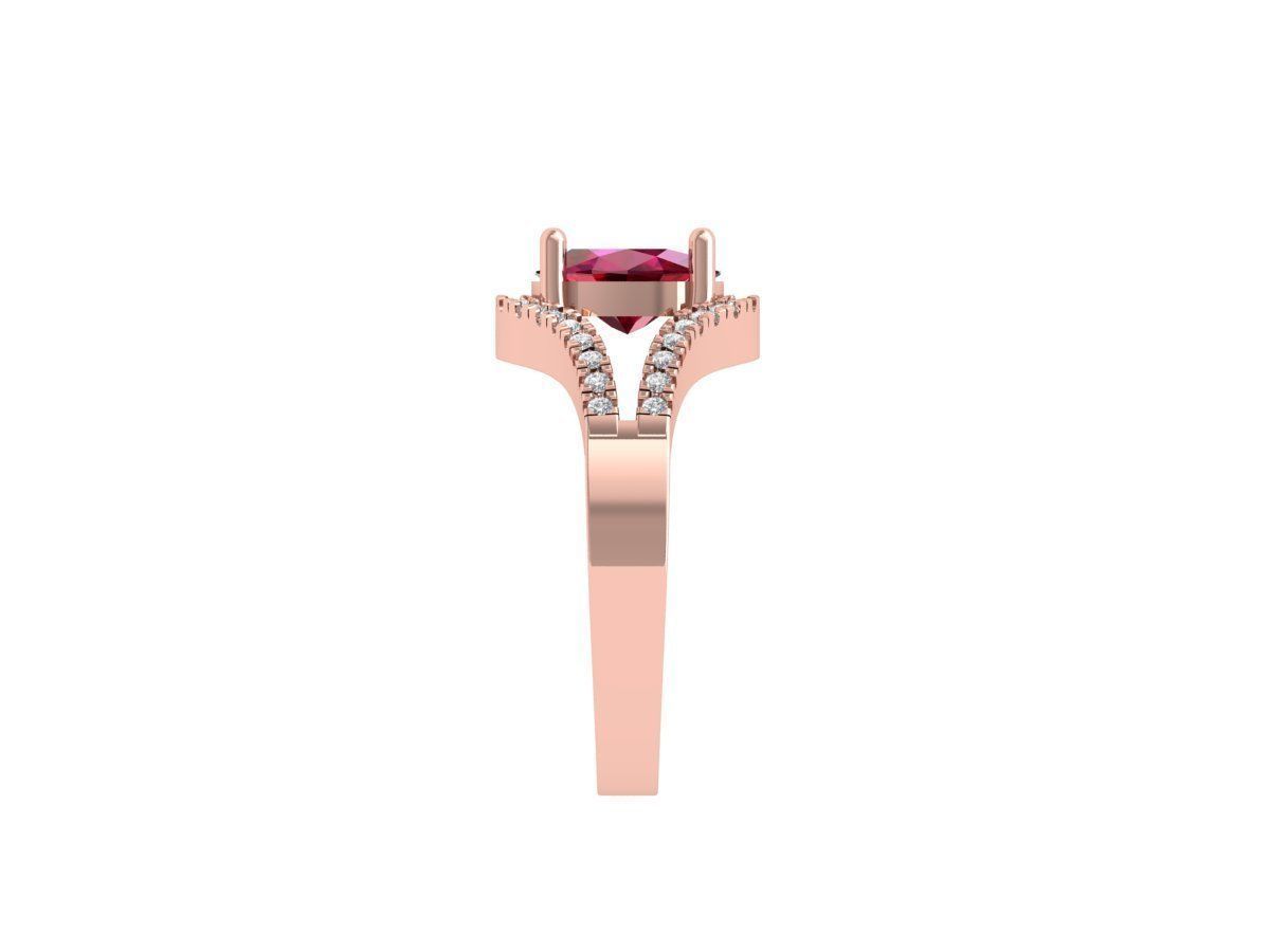 Ruby Oval Solitaire Ring 3D print model_6
