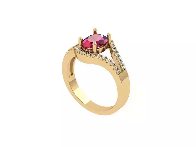 Ruby Oval Solitaire Ring 3D print model