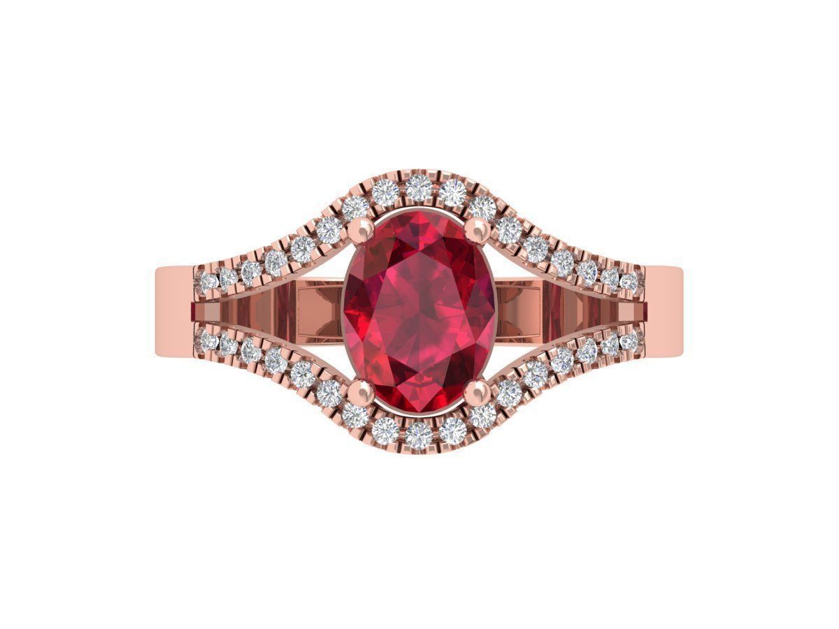 Ruby Oval Solitaire Ring 3D print model_2