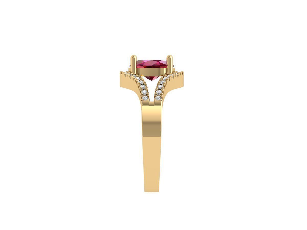 Ruby Oval Solitaire Ring 3D print model_7