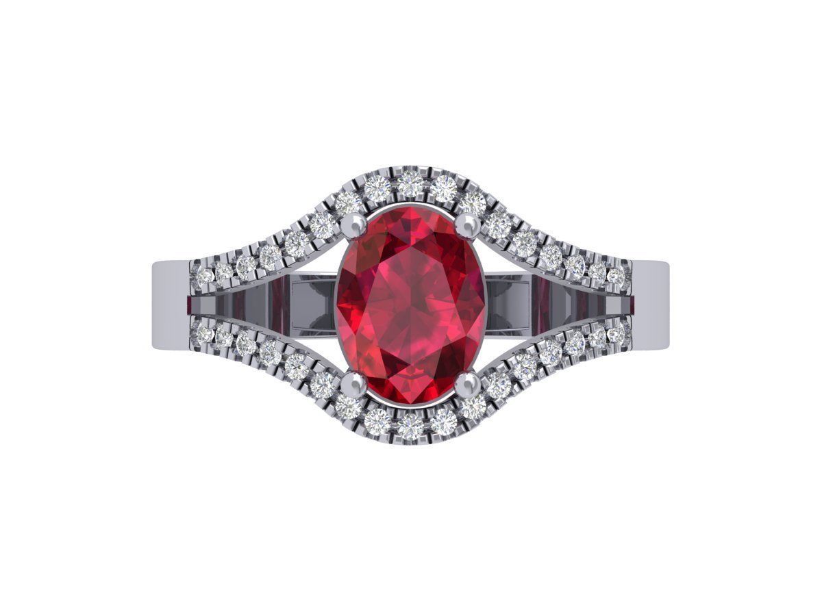 Ruby Oval Solitaire Ring 3D print model_3