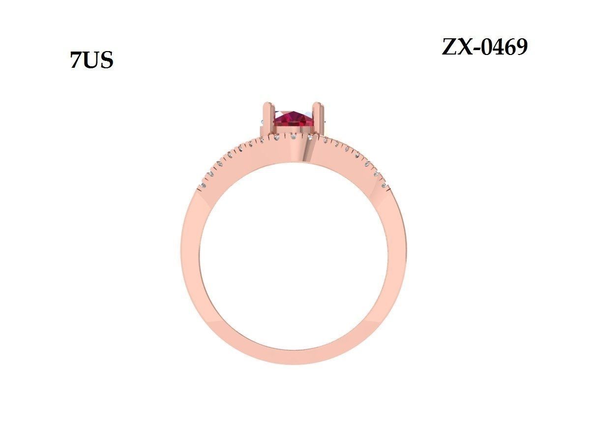 Ruby Oval Solitaire Ring 3D print model_11