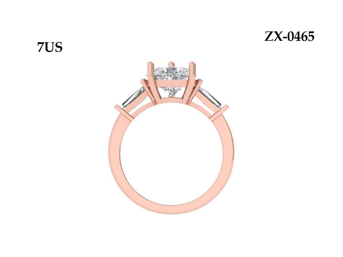 Pear 3 Stone Ring 3D print model_11