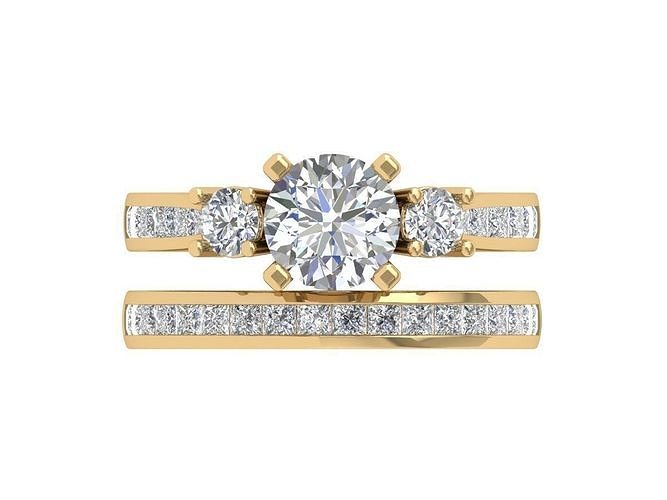 Solitair Ring Bridal Set 3D print model
