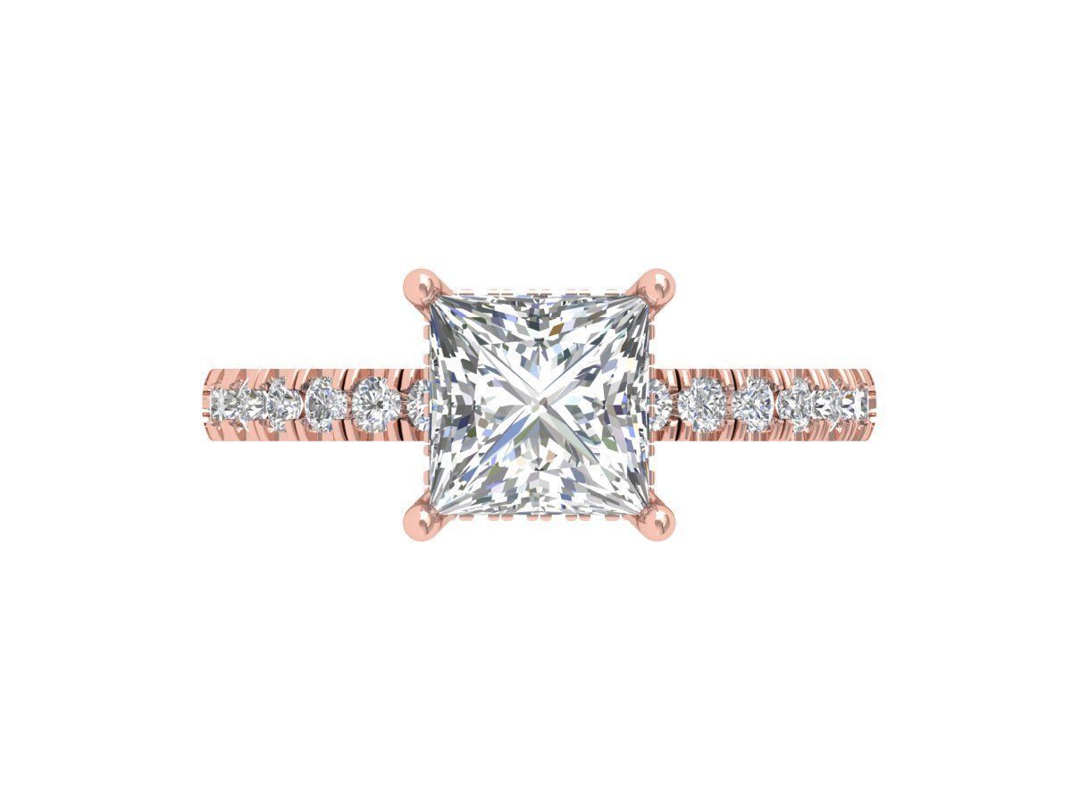 Princess Solitaire Ring 3D print model_2