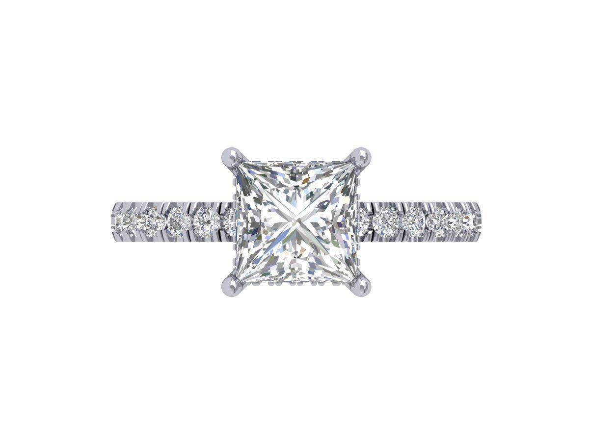 Princess Solitaire Ring 3D print model_3