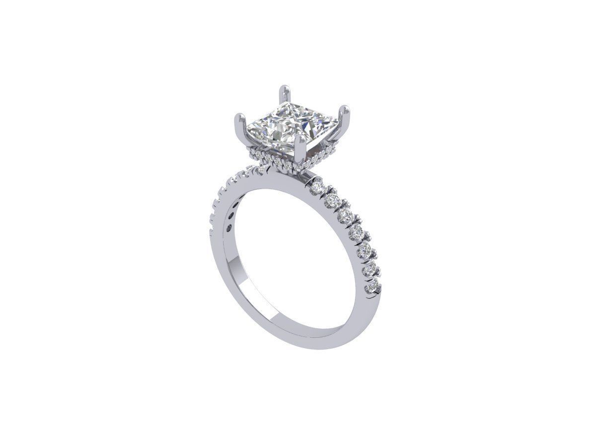 Princess Solitaire Ring 3D print model_5