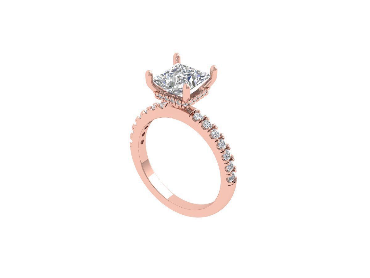 Princess Solitaire Ring 3D print model_4