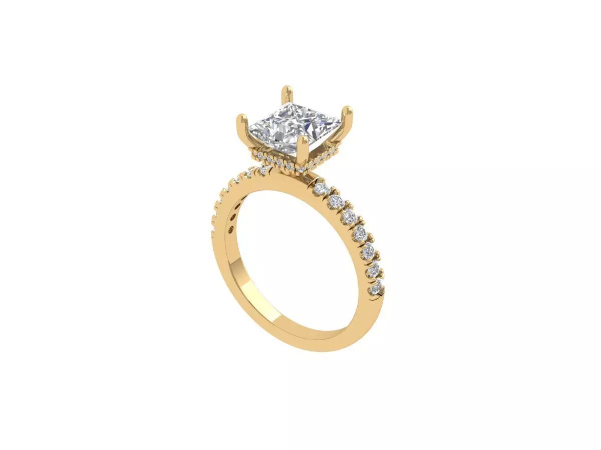 Princess Solitaire Ring 3D print model_0