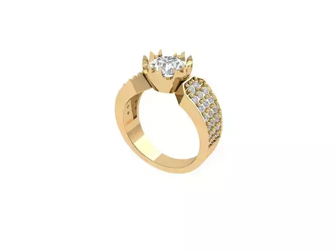 Solitaire Art Deco ring 3D print model