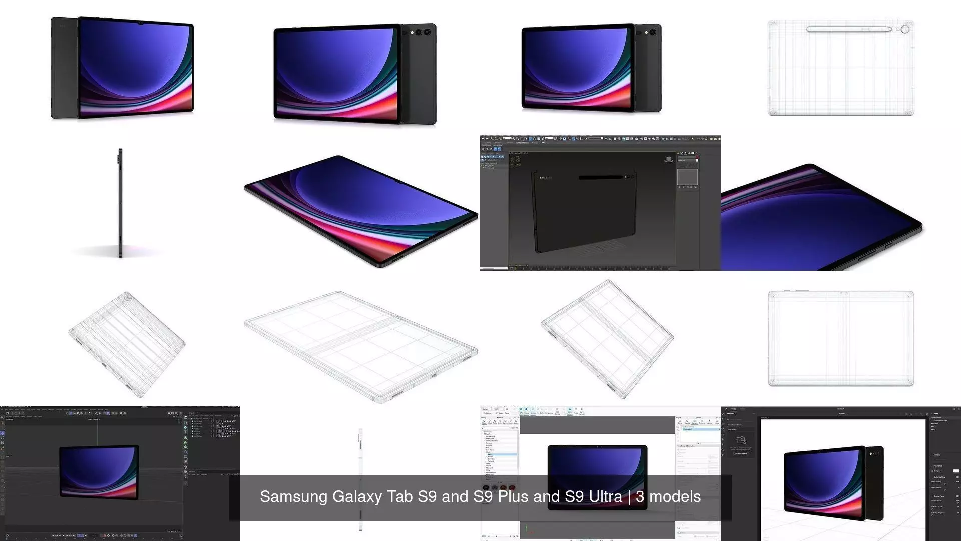 Samsung Galaxy Tab S9 and S9 Plus and S9 Ultra 3D Model Collection_1