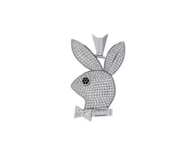 Simulated Diamond Playboy Pendant