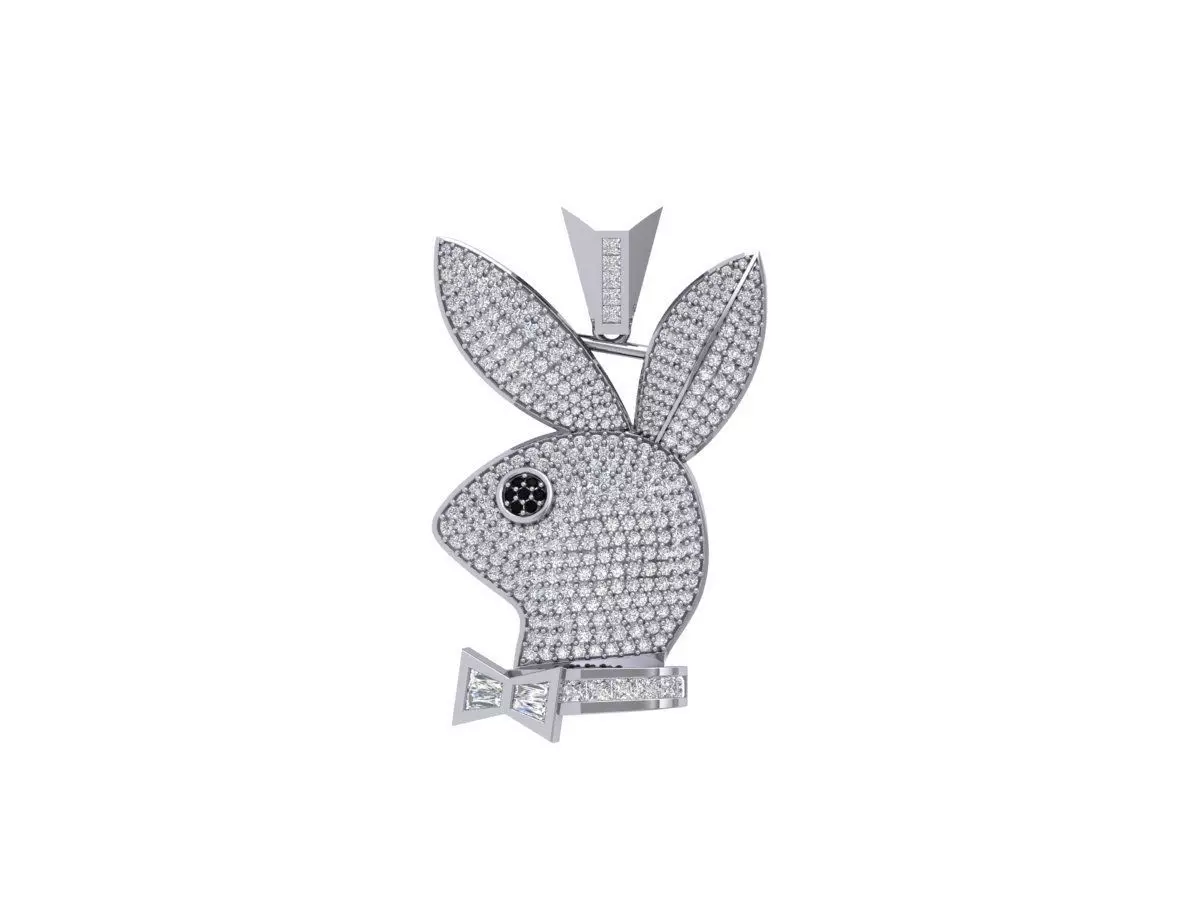 Simulated Diamond Playboy Pendant 3D print model_0