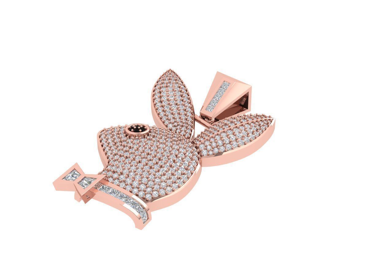 Simulated Diamond Playboy Pendant 3D print model_3