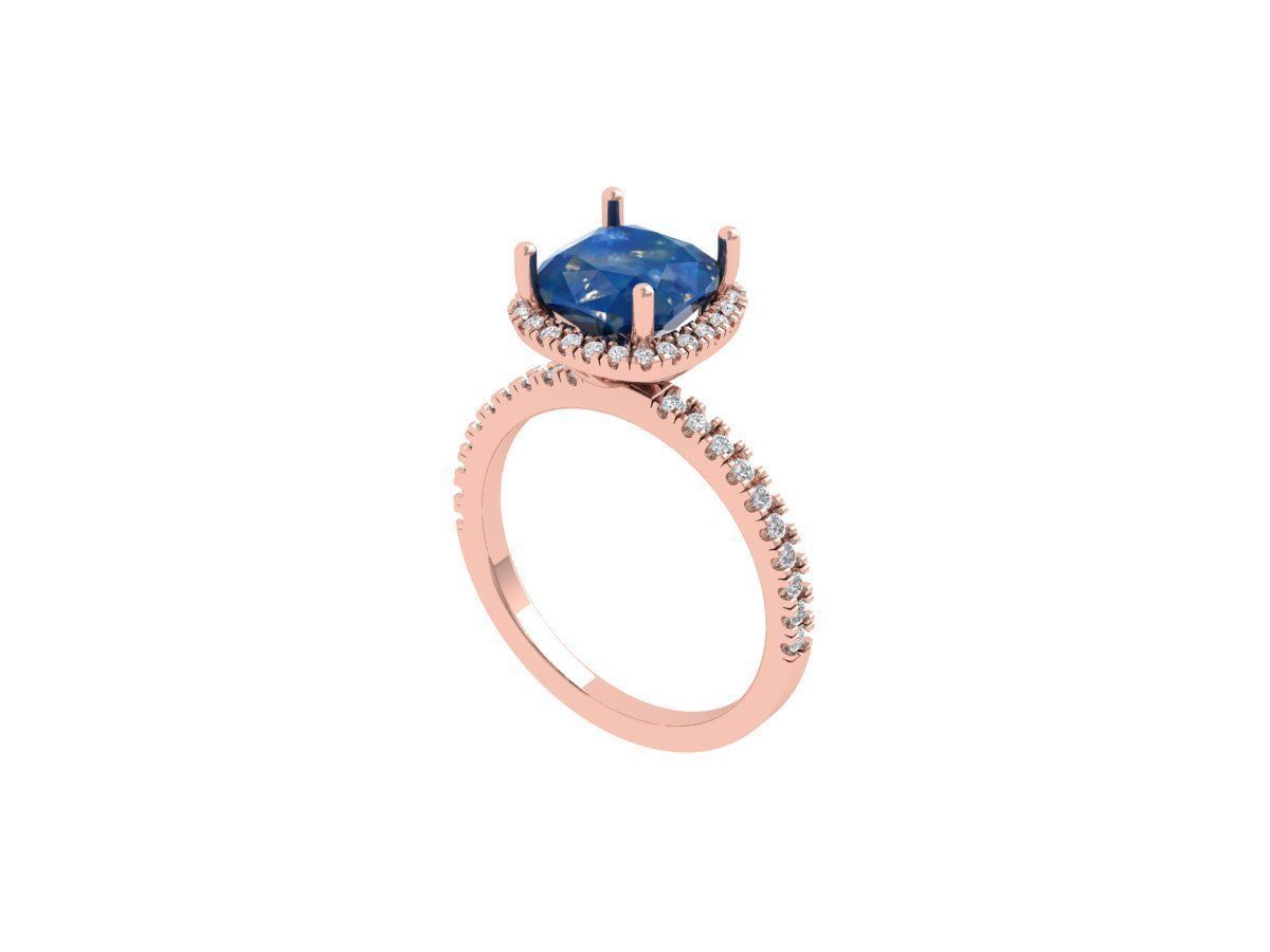 Cushion Solitair Ring 3D print model_4