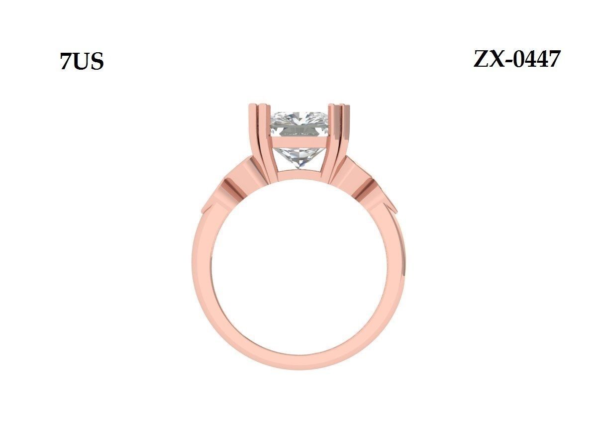 Radiant Solitaire Ring 3D print model_11