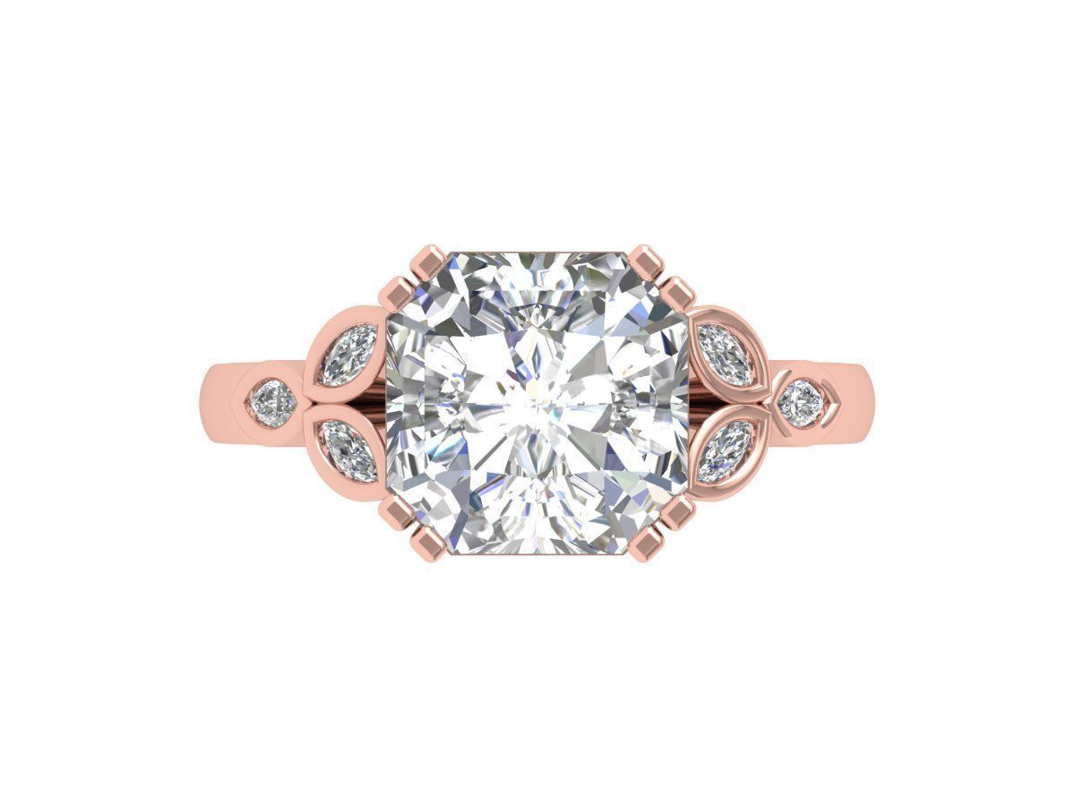 Radiant Solitaire Ring 3D print model_2