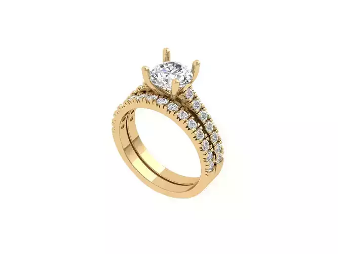 Solitair Ring Bridal Set 3D print model