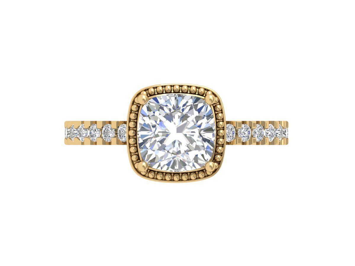 Cushion Solitaire Ring 3D print model_1