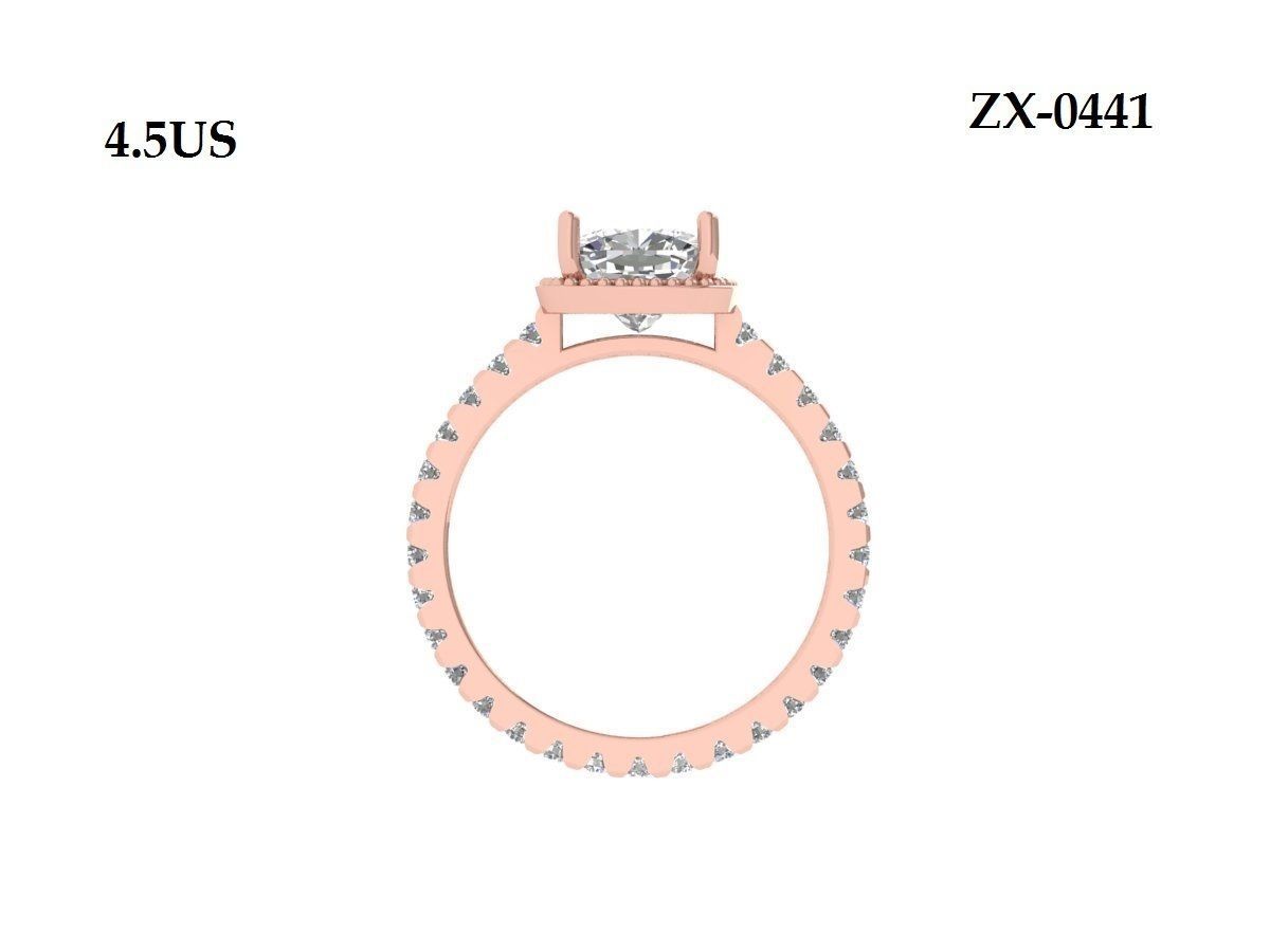 Cushion Solitaire Ring 3D print model_11