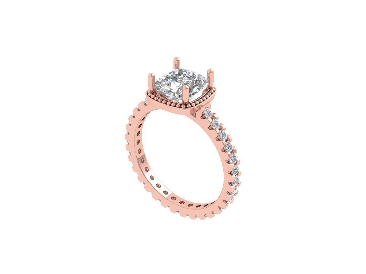 Cushion Solitaire Ring 3D print model_4