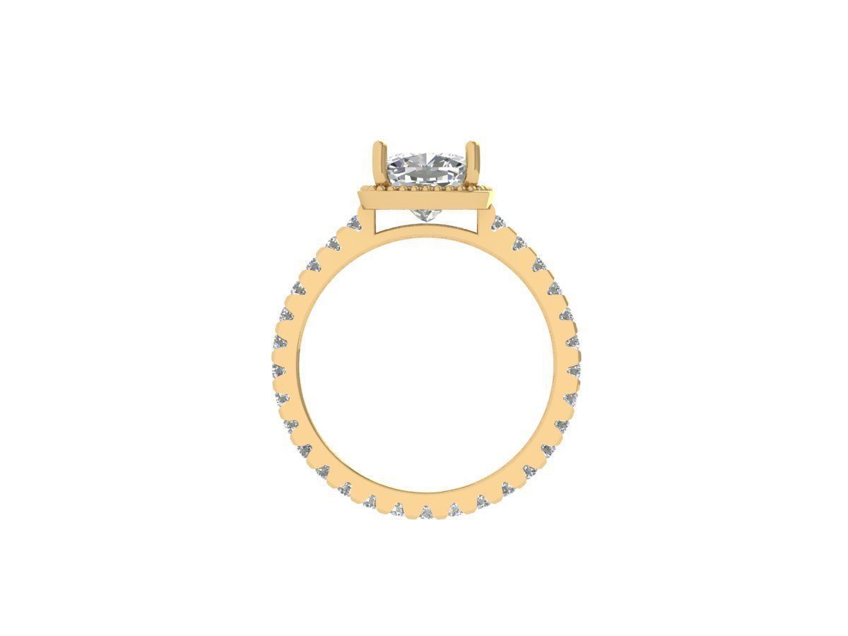 Cushion Solitaire Ring 3D print model_7