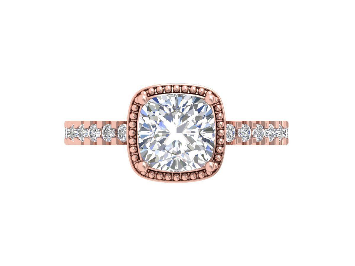 Cushion Solitaire Ring 3D print model_2