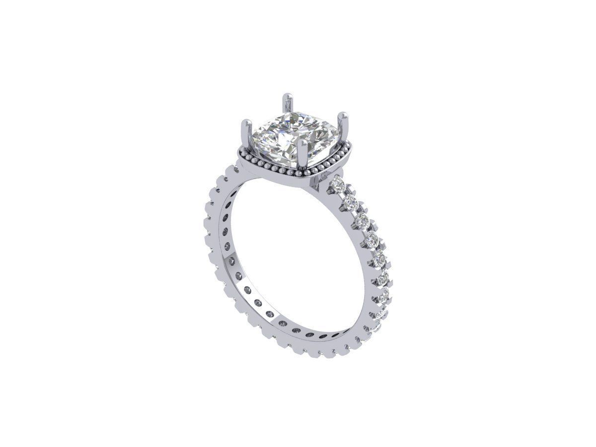 Cushion Solitaire Ring 3D print model_5