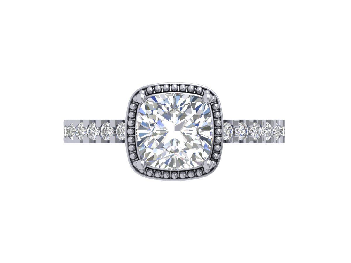 Cushion Solitaire Ring 3D print model_3