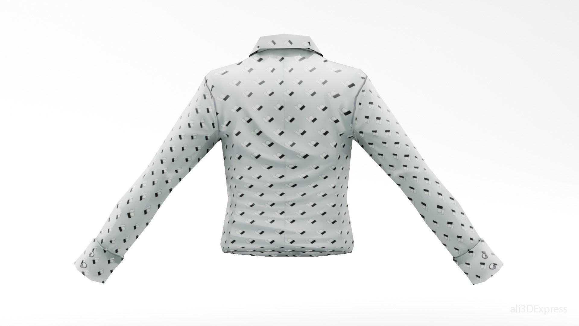 Dynamic Stylized Male Patterned Dress Shirt  Low-poly 3D model_8