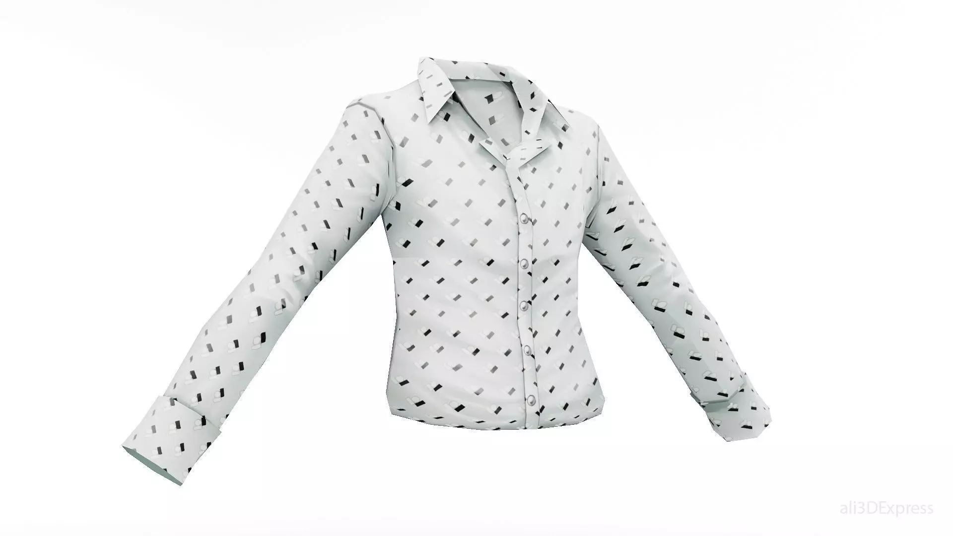 Dynamic Stylized Male Patterned Dress Shirt  Low-poly 3D model_0