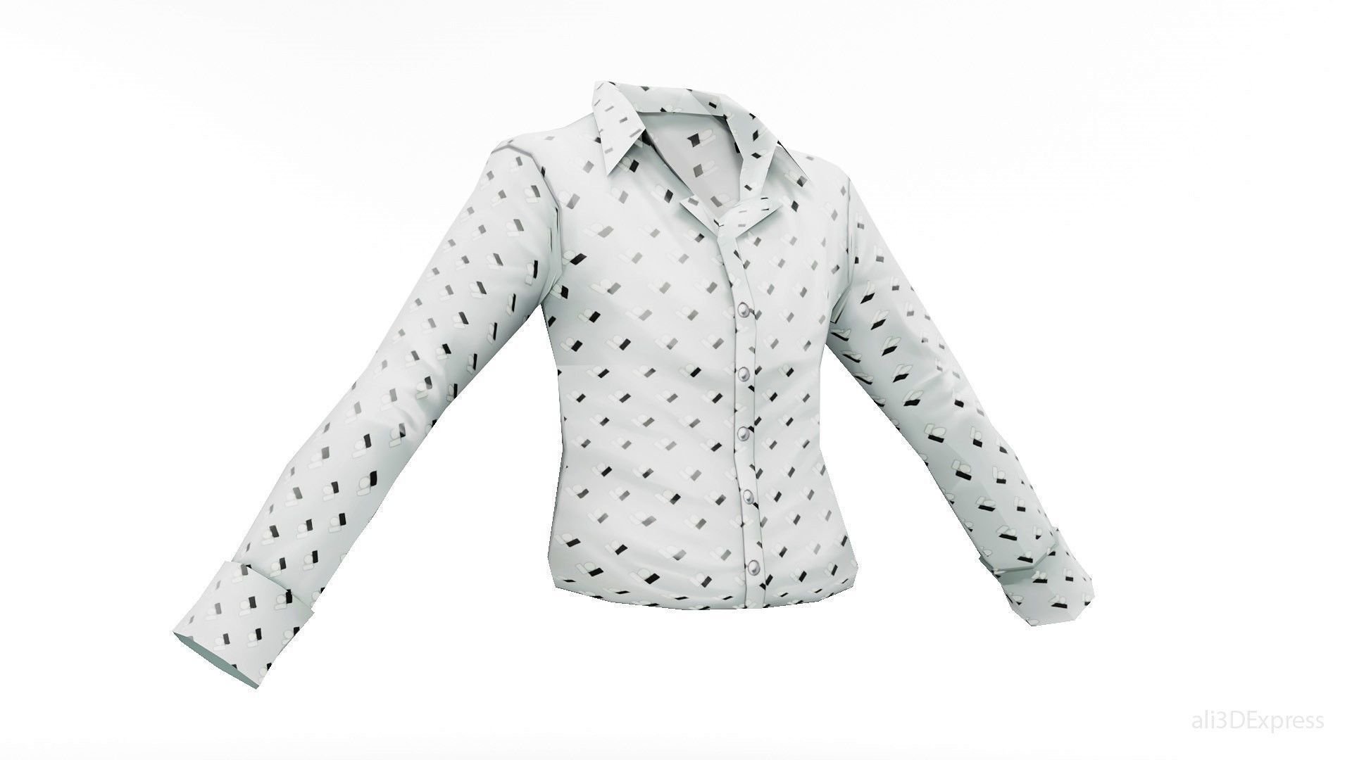 Dynamic Stylized Male Patterned Dress Shirt  Low-poly 3D model_13