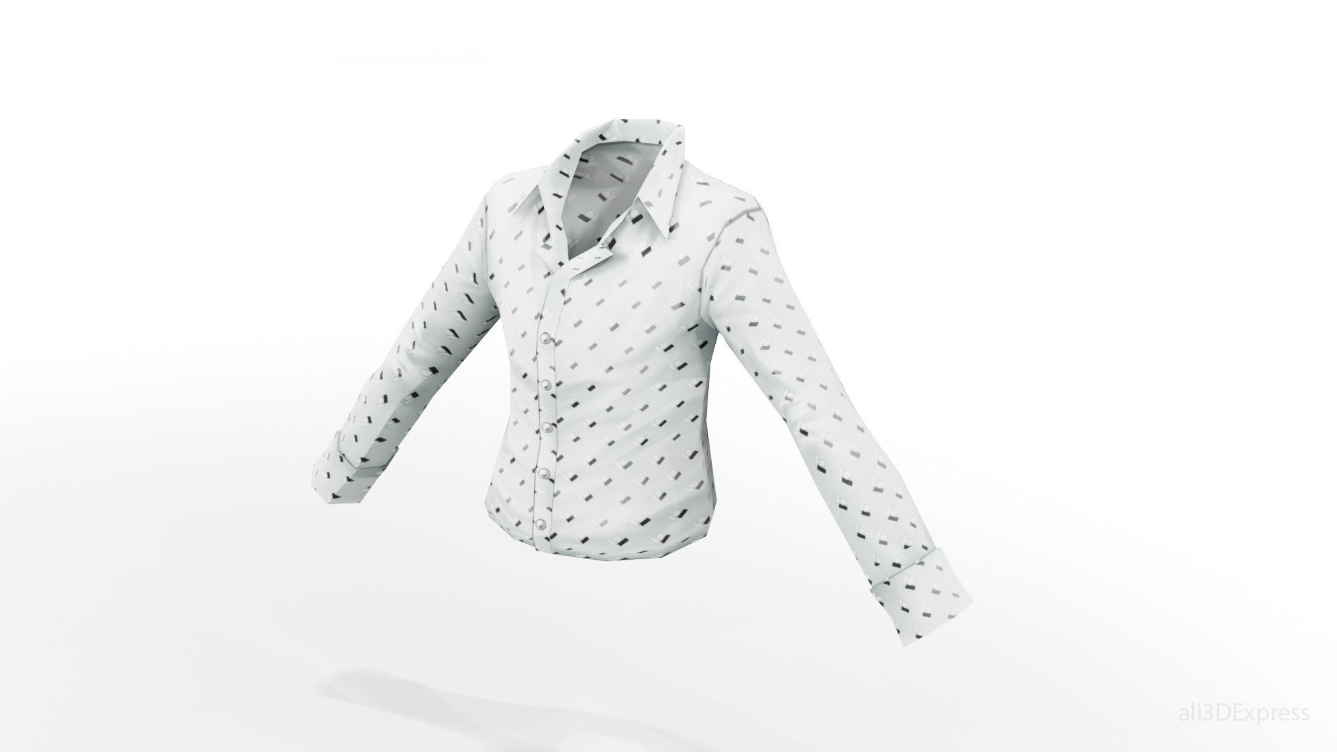 Dynamic Stylized Male Patterned Dress Shirt  Low-poly 3D model_11