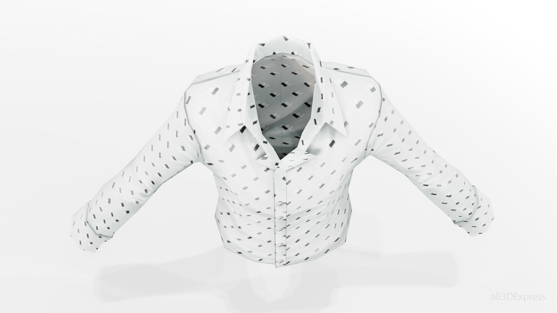 Dynamic Stylized Male Patterned Dress Shirt  Low-poly 3D model_4