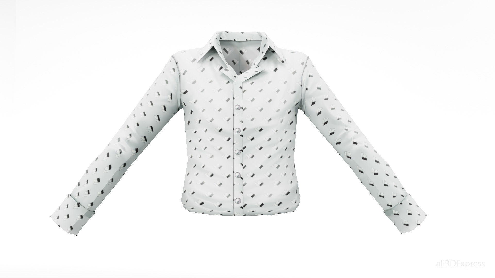 Dynamic Stylized Male Patterned Dress Shirt  Low-poly 3D model_6