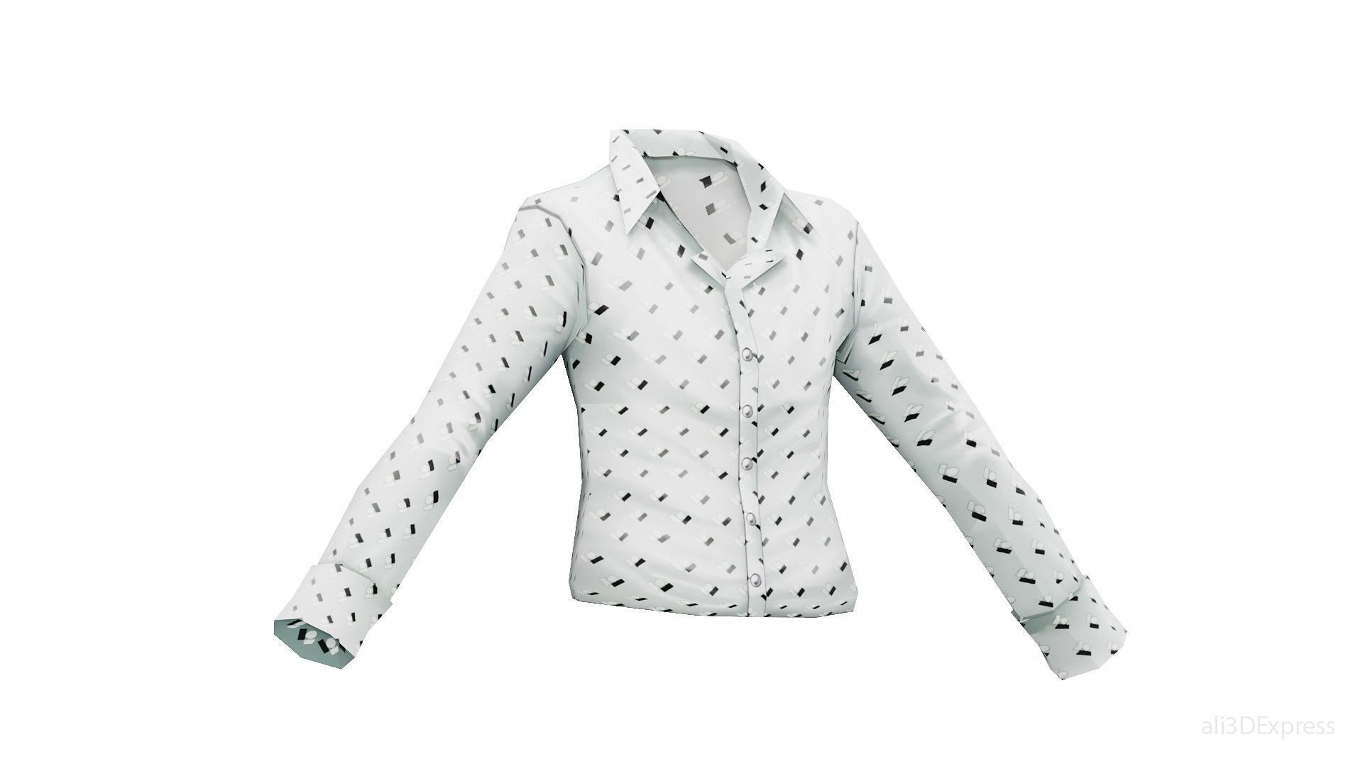 Dynamic Stylized Male Patterned Dress Shirt  Low-poly 3D model_12