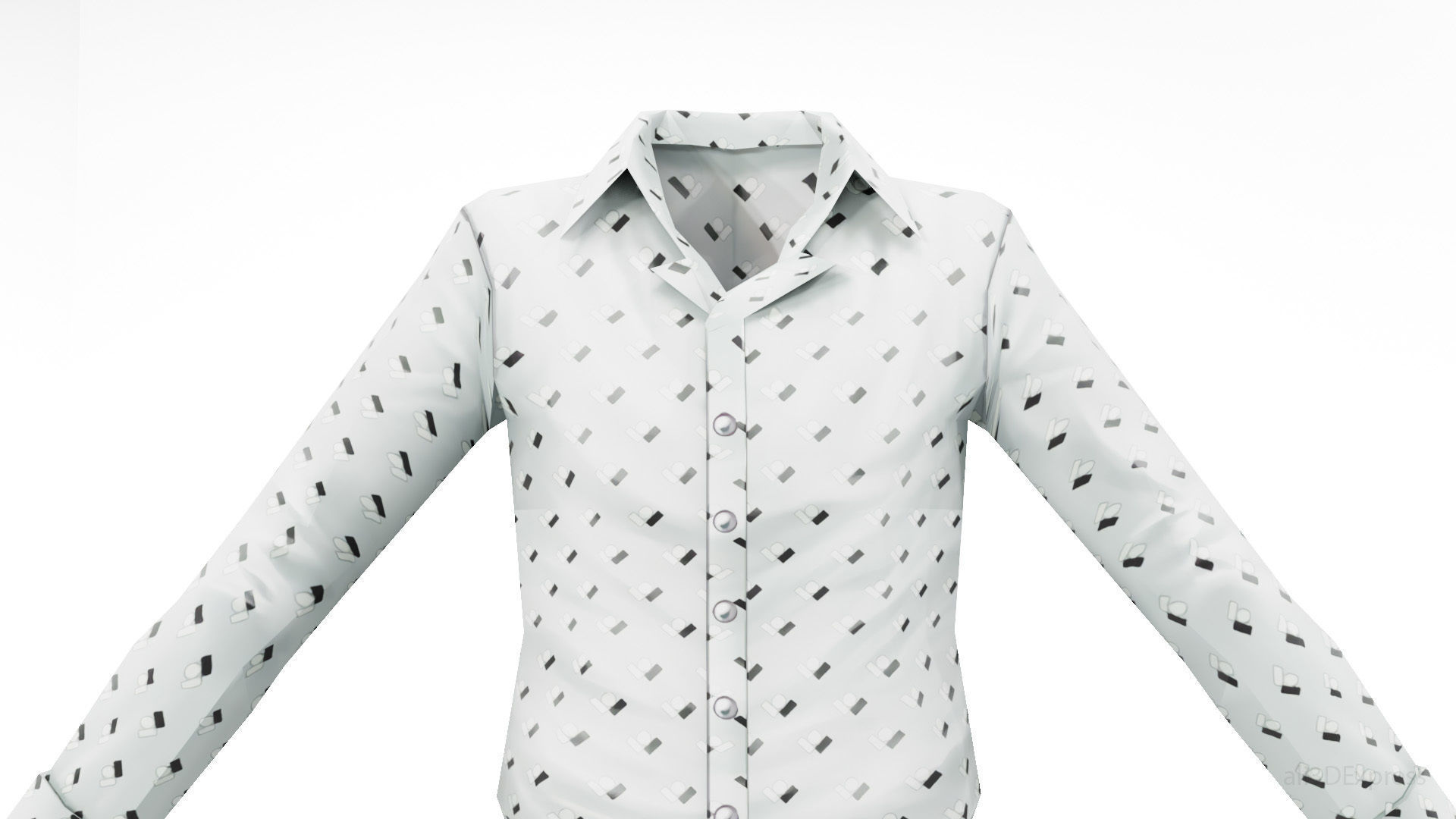 Dynamic Stylized Male Patterned Dress Shirt  Low-poly 3D model_5