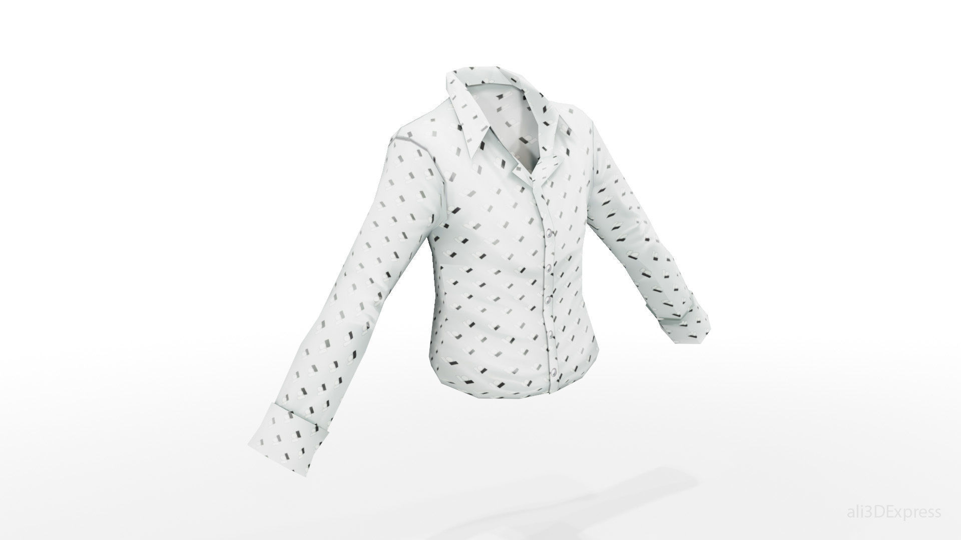 Dynamic Stylized Male Patterned Dress Shirt  Low-poly 3D model_1