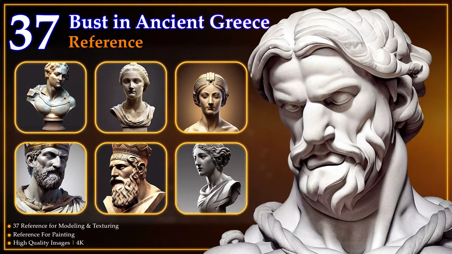 37 Texturing and Modeling Reference - Bust in ancient Greece 3D model_0